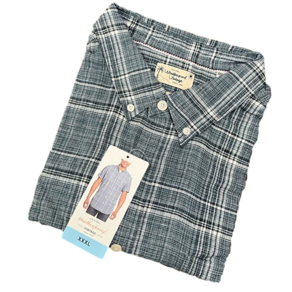 Weatherproof Men’s Short Sleeve Woven Button Down Blue 3X NWT